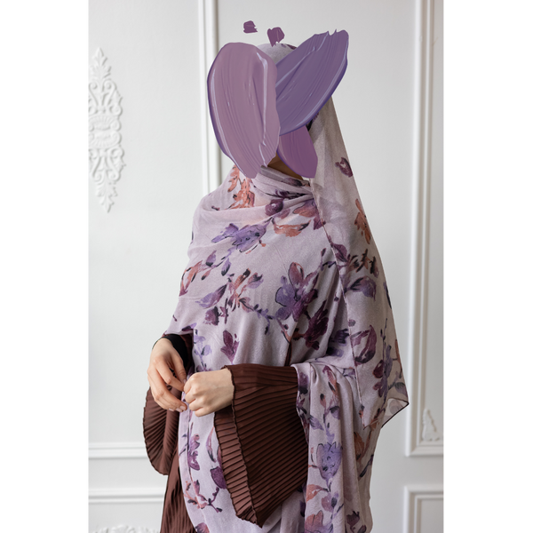 Floral Chiffon Hijab - Iris