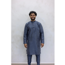 Sale Two Piece Suit Straight Fit Kurta - Grey