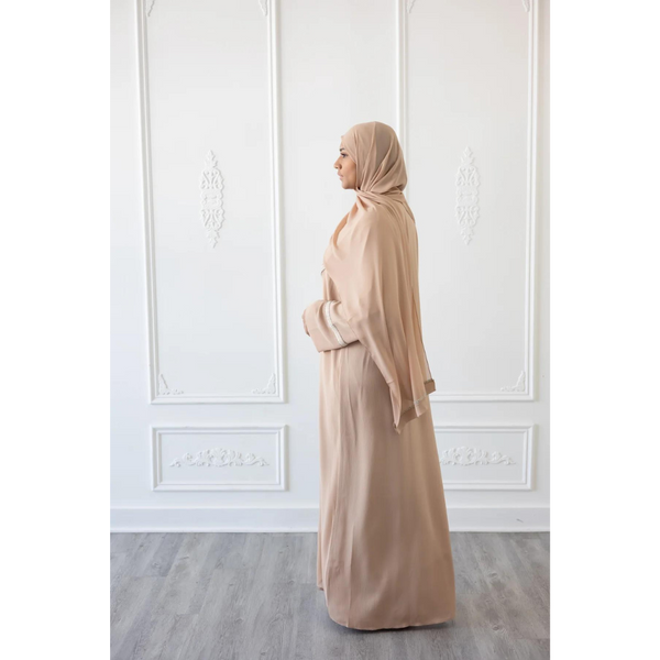 French Vanilla Chiffon Layered Glam Abaya