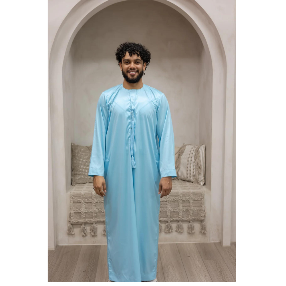 Baby Blue Emirati Thobe Traditional Emirati Thobes Hub Alhaya 54L Baby Blue