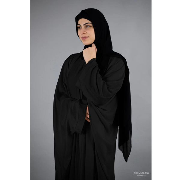 Slip Dress and Loose Fit Abaya Black