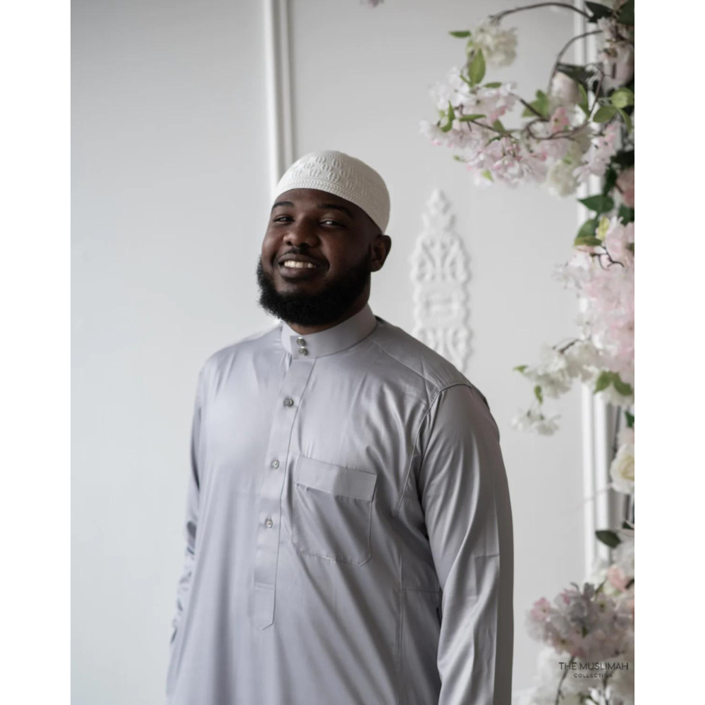 Saudi Collared Thobe (Light Grey)