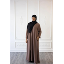 Sawda Textured Crepe Abaya (Deep Almond)