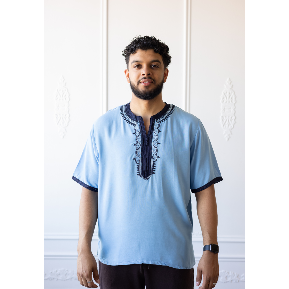 Moroccan T-Shirt (Cloud Blue & Navy)