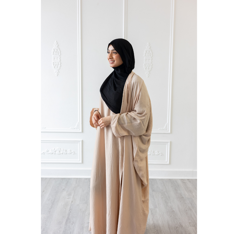Slip Dress and Loose Fit Abaya Latte