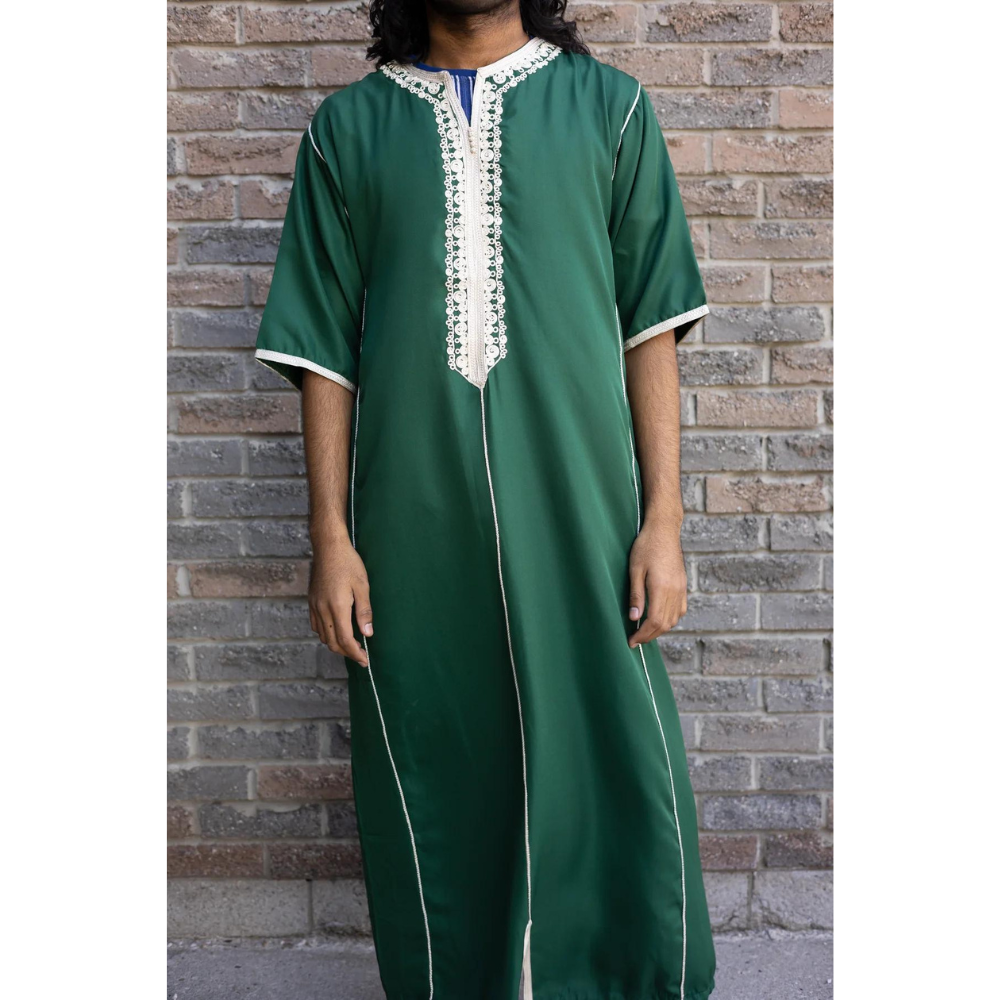Junior Boys Premium Moroccan Thobe with Hood - Noir Emerald main image 0