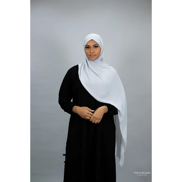Cool Ice Grey Silk Crinkle Chiffon Hijab