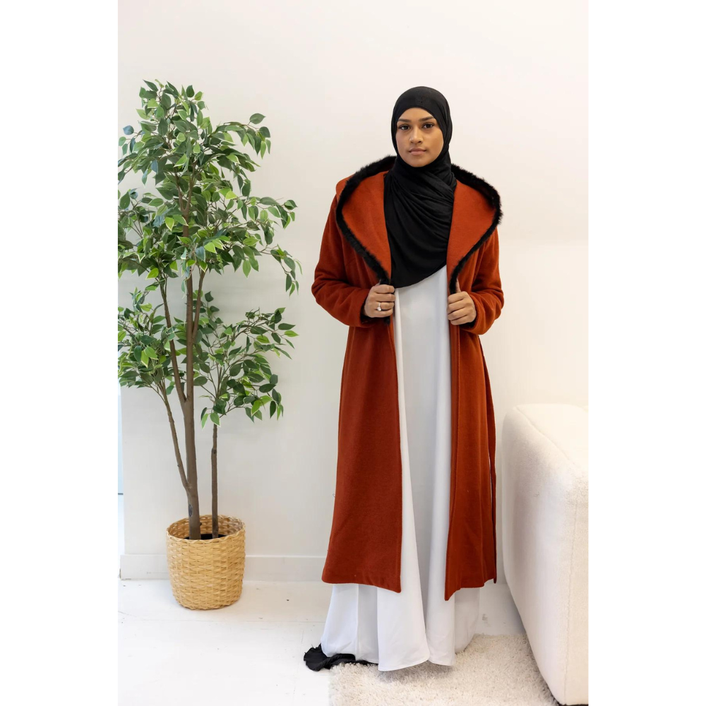 SALE Outerwear Faux Fur Lined Longline Belted Lapel Coat Small
