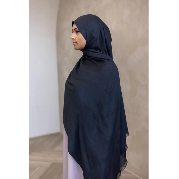 Raven Black Viscose Modal Hijab