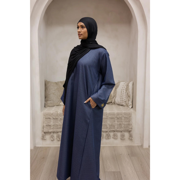 Luxury Linen Abaya - Midnight Sapphire