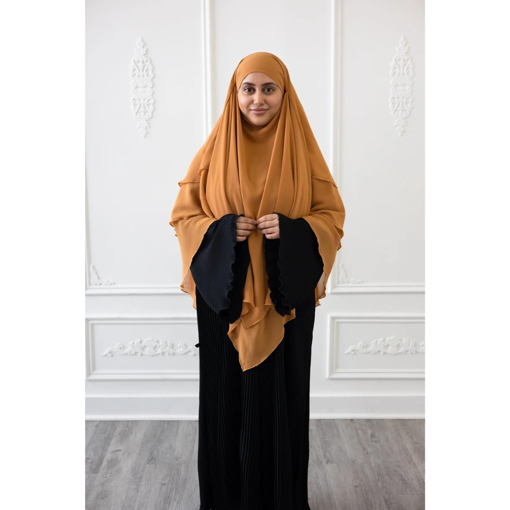 open lace back dress Chiffon Three Layered Princess Khimar