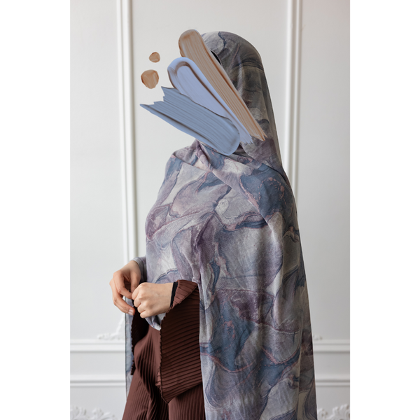 Marble Chiffon Hijab - Blue Moon