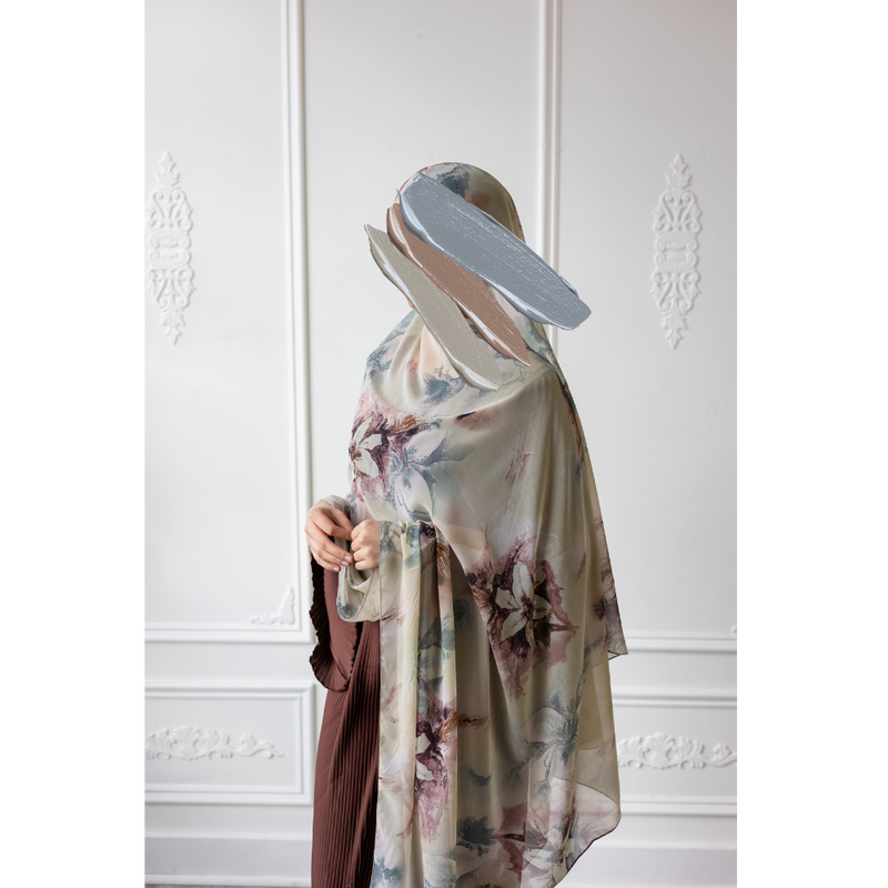 Floral Chiffon Hijab - Hydrangea