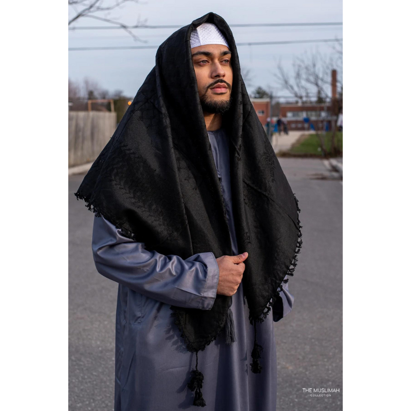 Black Imamah/Shemagh/Keffiyyah Arab Men's Scarf