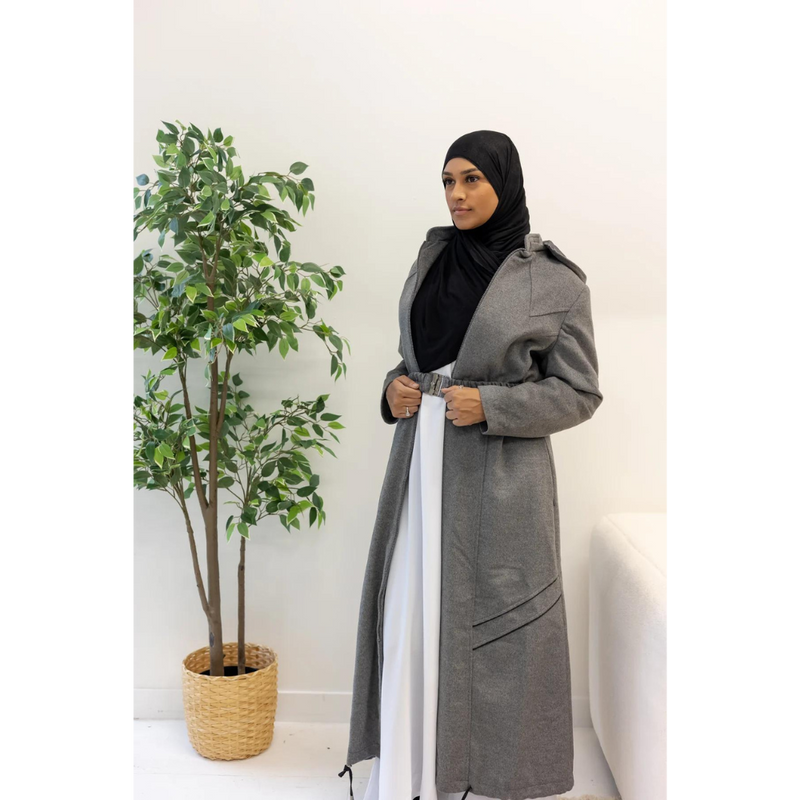 Outerwear Floor Length Longline Belted Modest Abaya Trench Coat