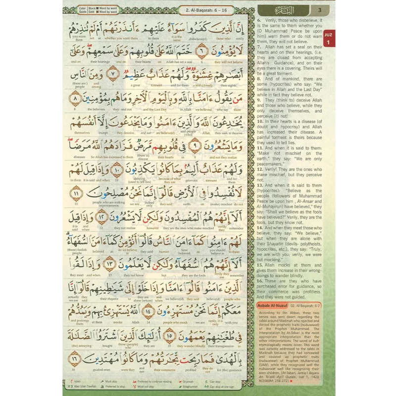 Blue and Turquoise Al Quran Al Kareem Maqdis Word-by-Word Translation Colour Coded Tajweed A5 Small Mushaf