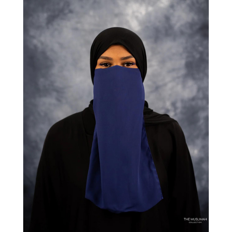 Luxury Navy Blue Elastic Half Niqab
