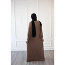 Sawda Textured Crepe Abaya (Deep Almond)