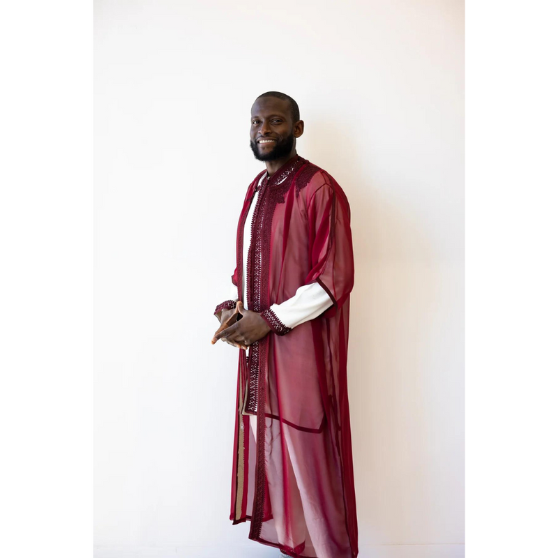 Sale Moroccan Suit Set with Overcoat Burgundy