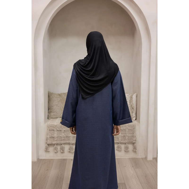 Luxury Linen Abaya - Midnight Sapphire