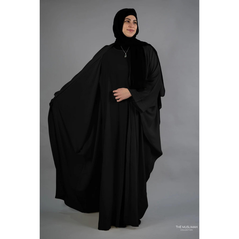 Slip Dress and Loose Fit Abaya Black