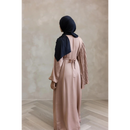 CLEARANCE SALE Sawda Pleated Glam Abaya with Stone Belt (Camel Brown)