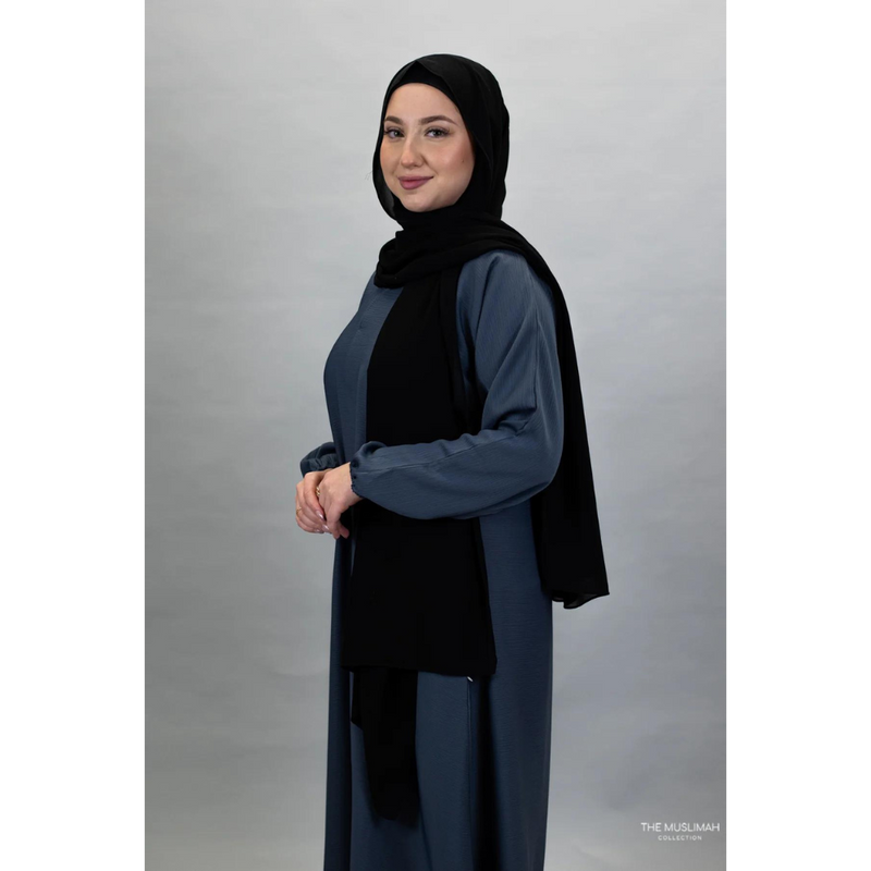 Sawda Textured Crepe Abaya - Dark Grey