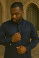The Emir Zip-Collar Thobe - Navy Blue
