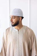 TrueFit Brimless Kufi Skullcap (White/Beige)