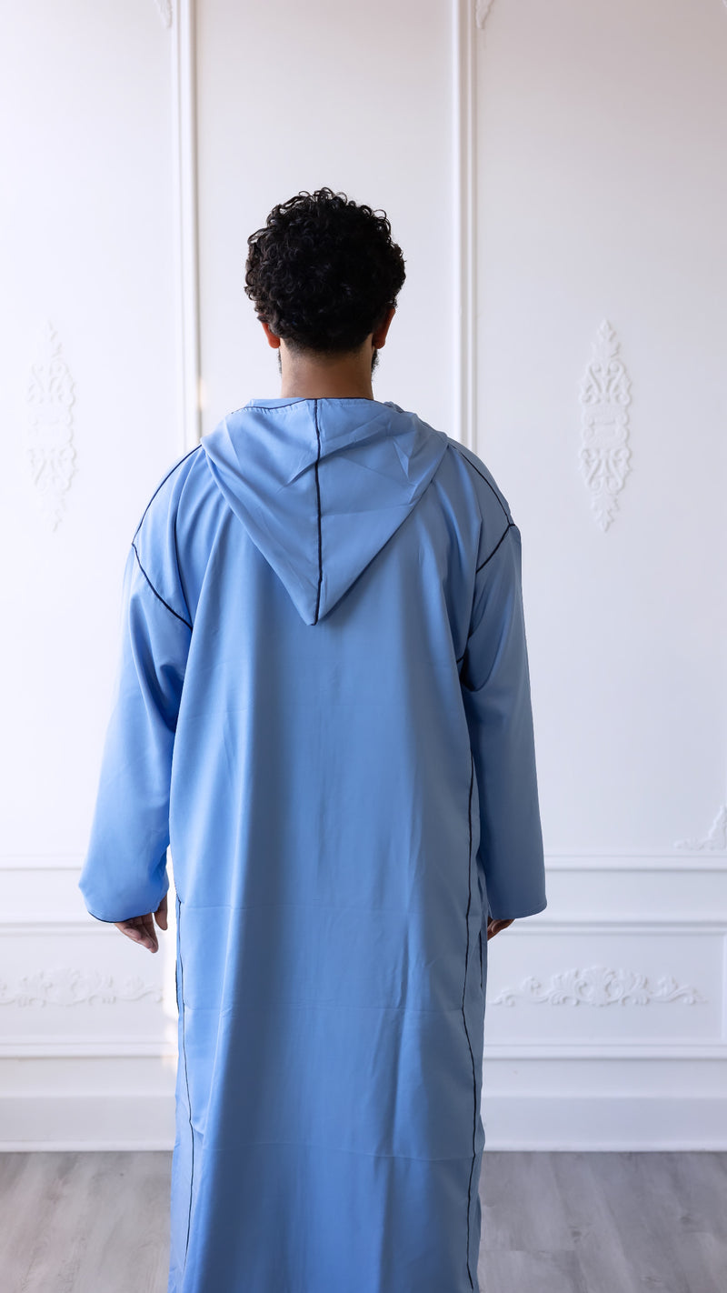 Moroccan Style Hoodie Thobe Pacific Blue