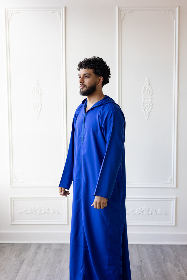 Moroccan Hoodie Thobe Royal Blue