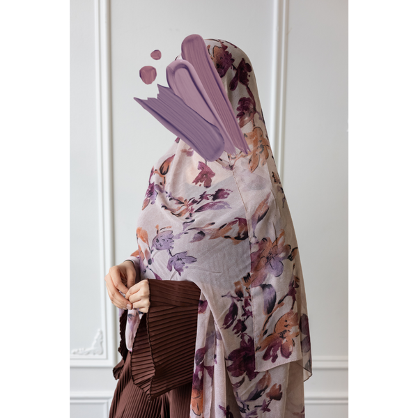 Floral Chiffon Hijab - Tulip