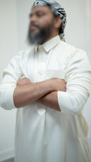 Saudi Collared Thobe Jubbah - Hamza Collection (Creme)
