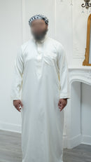 Saudi Collared Thobe Jubbah - Hamza Collection (Creme)