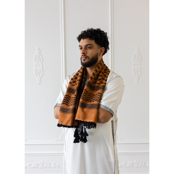 Bronze and Black Imamah/Shemagh/Keffiyyah Arab Men's Scarf