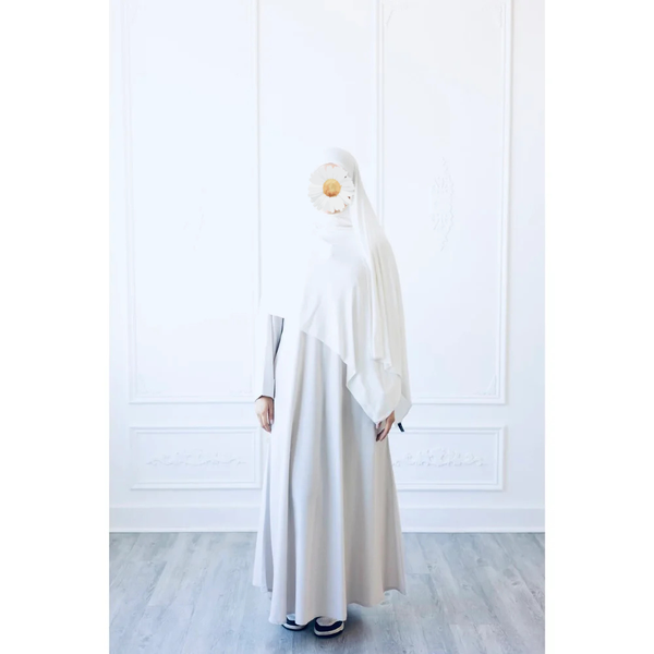 CLEARANCE SAMPLE SALE Umm Salama Thick Cotton Linen Blend Loose Fit Abaya (Cool White)