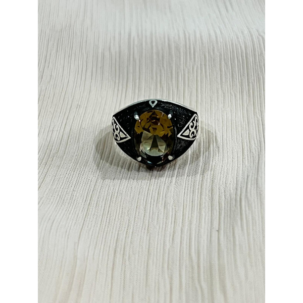 Citrine Sterling Silver Mens Islamic Ottoman Ring