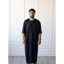 Moroccan 3/4 Sleeve Thobe (Charcoal Black)