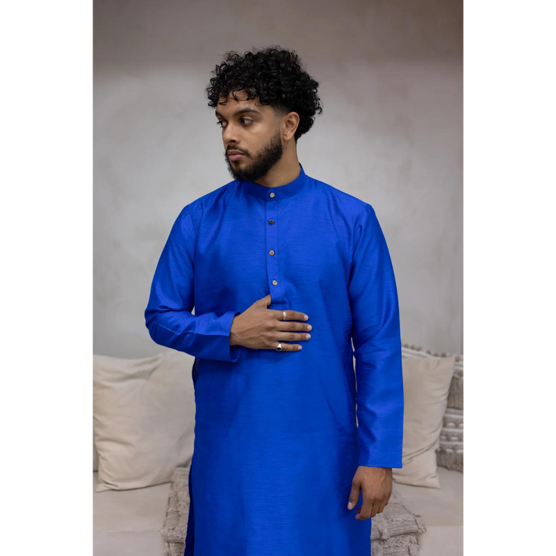 Two Piece Suit Straight Fit Pakistani Kurta - Blue