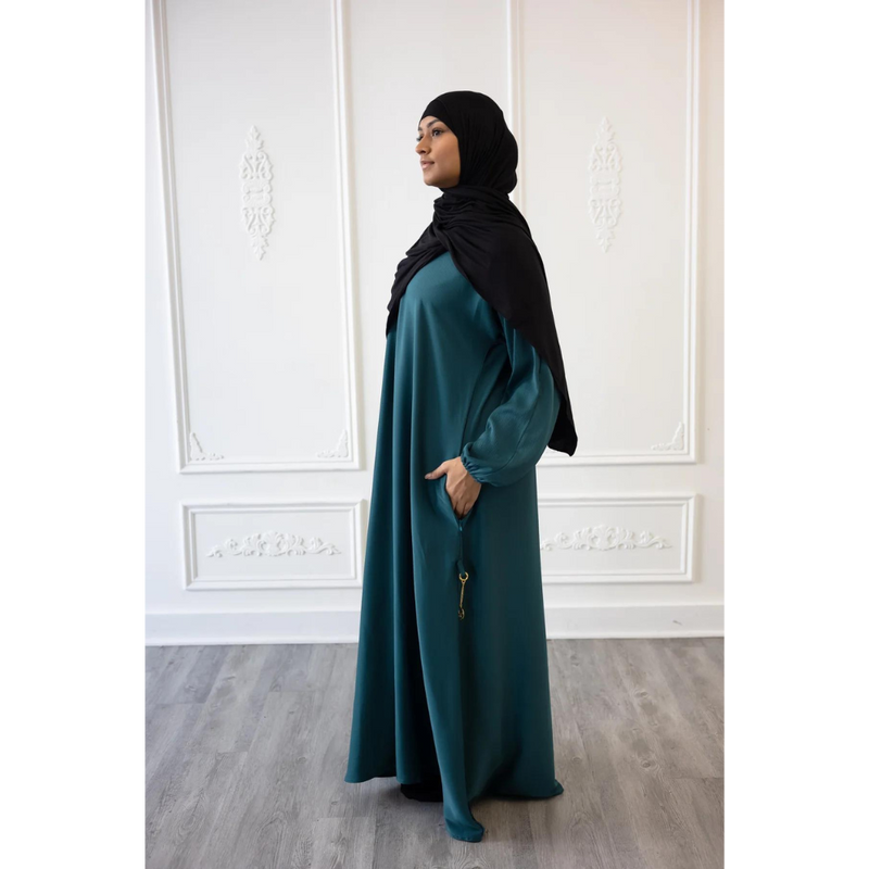 Sawda Textured Crepe Abaya Sapphire