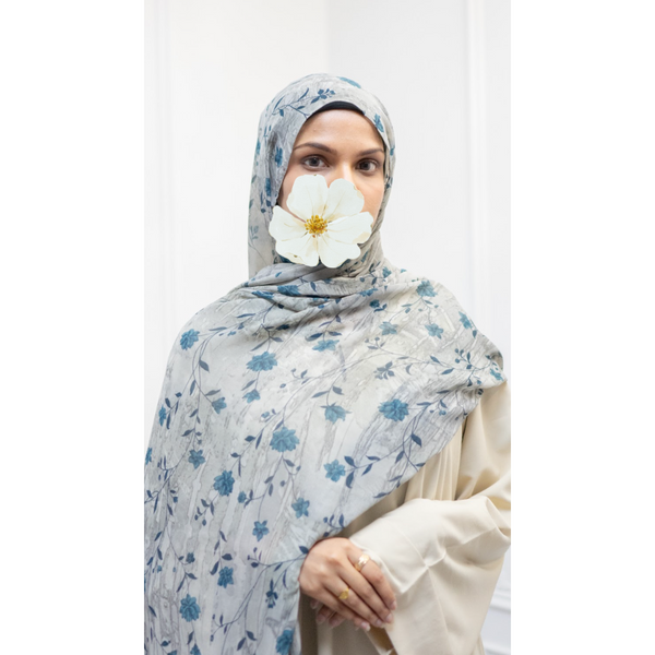 Printed Chiffon Hijab - Serene Petals (Style 38)