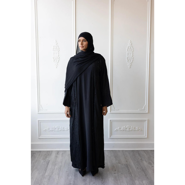 Eid Abaya Shimmery Glam Fancy Abaya - Black (C17)