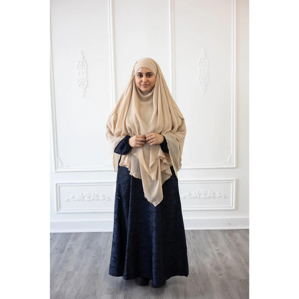 Chiffon Three Layered Princess Khimar - Vanilla Chai (C57)