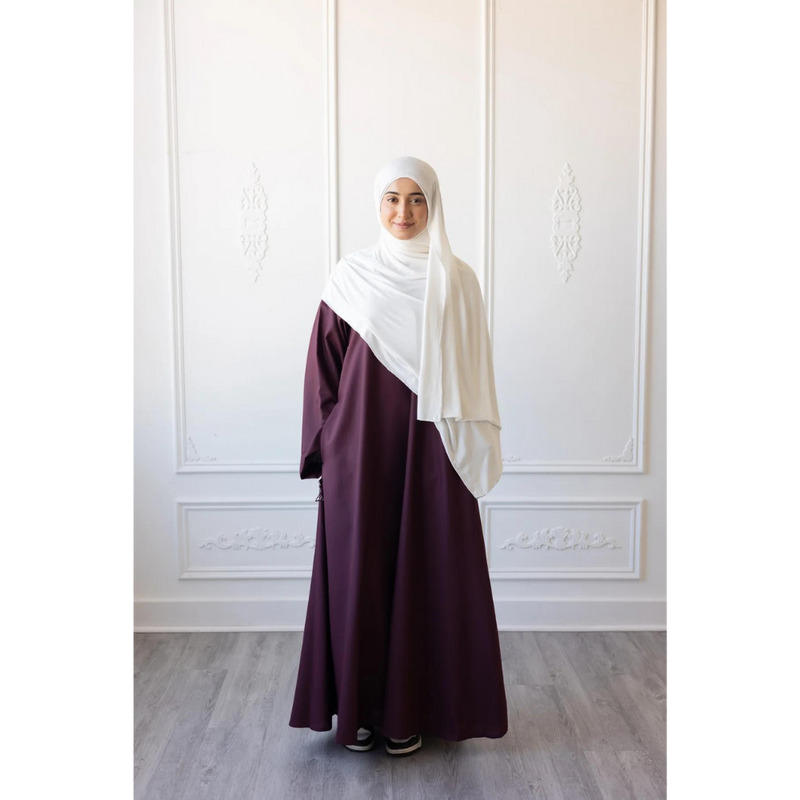 Umm Salama Cotton Blend Loose Fit Abaya (Raspberry Glaze)
