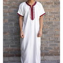 Moroccan Short Sleeve Kids-Boys Thobe (White and Maroon)
