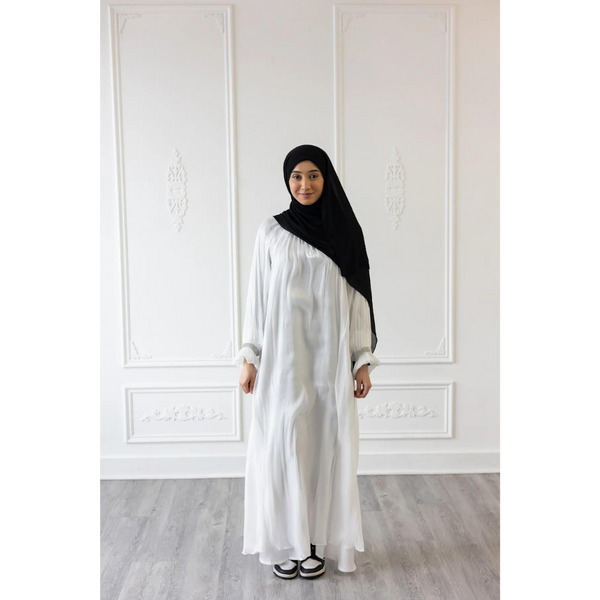 Puff Sleeve Glam Abaya - White