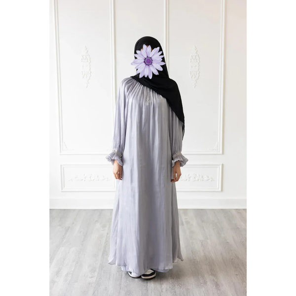 CLEARANCE SALE Sprinkle Puff Sleeve Glam Abaya (Platinum) - 51