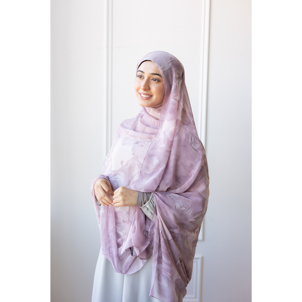 Printed Chiffon Hijab - Lavender Silk