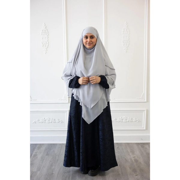 Chiffon Three Layered Princess Khimar (Dove Grey)