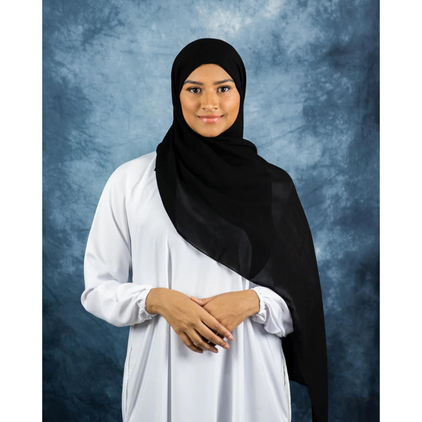 Silk Black Chiffon Hijab